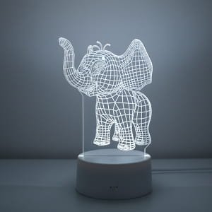 Laser Engraved Baby Elephant Acrylic Bedside Lamp