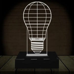 Laser Engraved Classic Light Bulb 3D Illusion Lamp