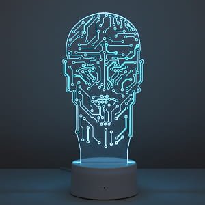 Laser Engraved Computer Circuit Board Human Head 3D Illusion Lamp