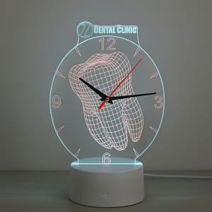 Laser Engraved Custom Dentist Sign Acrylic Lamp and Clock