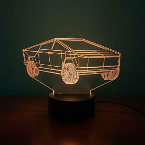 Laser Engraved Cybertruck 3D Optical Illusion Night Light