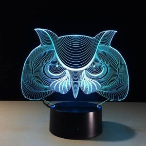 Laser Engraved Eagle Owl Face 3D Illusion Night Light Lamp