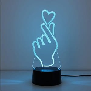 Laser Engraved Finger Heart Gesture 3D Illusion Lamp