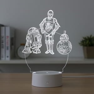Laser Engraved Iconic Star Wars Droids 3D Illusion Lamp