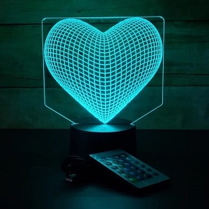 Laser Engraved Love Heart 3D Illusion LED Lamp