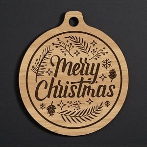 Laser Engraved Merry Christmas Ornament