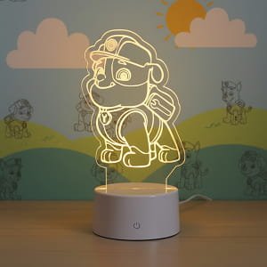 Laser Engraved Paw Patrol Rubble 3D Acrylic LED Night Light