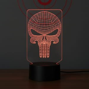 Laser Engraved Punisher Skull 3D LED Illusion Lamp
