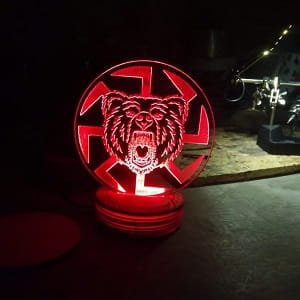 Laser Engraved Roaring Bear 3D Illusion Lamp with Base