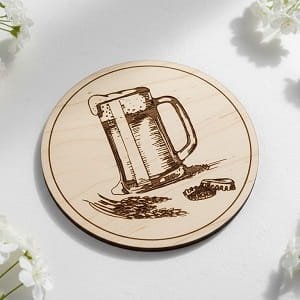 Laser Engraved Round Wooden Beer Mug Coaster