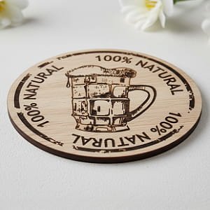 Laser Engraved Round Wooden Beer Mug Drink Coaster