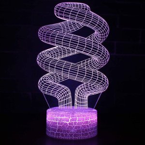 Laser Engraved Spiral Tornado 3D Night Light LED Illusion Lamp