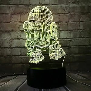 Laser Engraved Star Wars R2 D2 3D Illusion Night Light Lamp