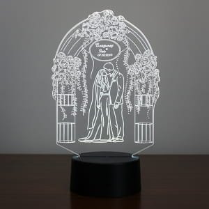 Laser Engraved Wedding Couple 3D Illusion LED Night Lamp