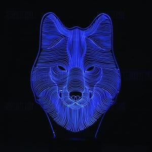 Laser Engraved Wolf Face 3D Hologram Illusion Lamp