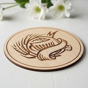 Laser Engraved Wooden Beer Mug Drink Coaster