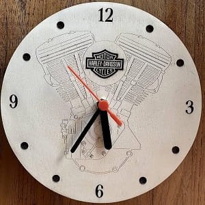 Laser Engraved Wooden Harley Davidson Wall Clock