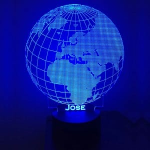 Laser Engraved World Globe 3D Illusion LED Night Light Lamp