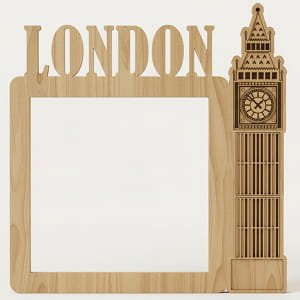 London Wooden Photo Frame Laser Cut Big Ben Design