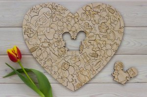 Love Heart Wooden Puzzle Laser Cut File