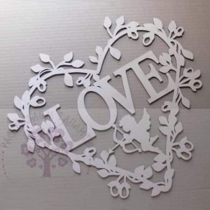 MDF Cutouts Love Heart Floral Design with Angel Laser Cut File