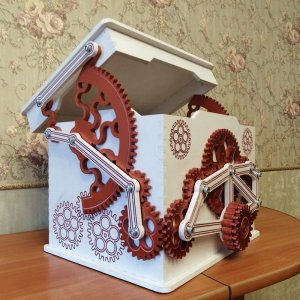 Mechanical Gear Treasure Box 3D Wood Puzzle for Adults Laser Cut File