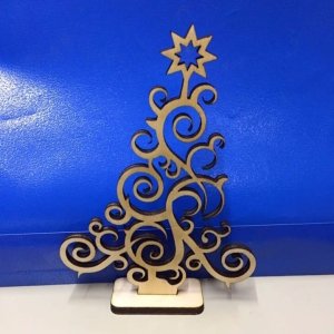 Mini Tabletop Ornate Swirl Christmas Tree Decor Laser Cut File