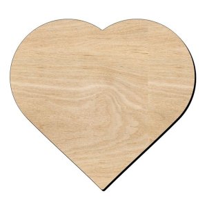 Natural Unfinished Wood Heart Cutout for Creative Hobbies Laser Cut File
