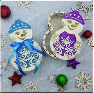 Number Shaped Snowman Christmas Treat Box Laser Cut File