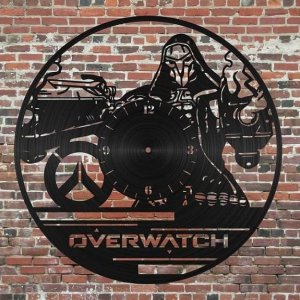 Overwatch Reaper Vinyl Record Wall Clock Laser Cut File