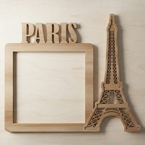 Paris Wooden Photo Frame Laser Cut Eiffel Tower Design