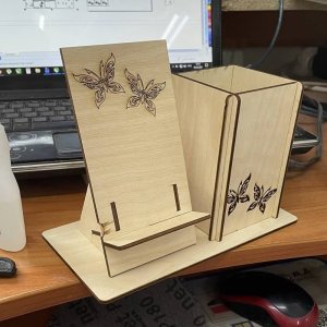 Pen Pencil Holder with Phone Stand Laser Cut File