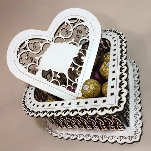 Personalized Heart Shaped Wooden Gift Box Laser Cut File