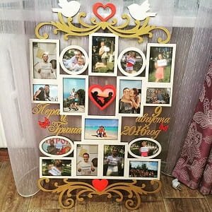Personalized Wedding Photo Frame Laser Cut Wooden Collage for Couples