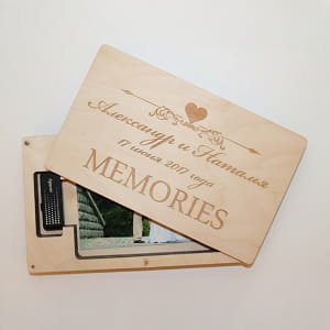 Personalized Wooden Photo Album and USB Box Laser Cut Memories Cover