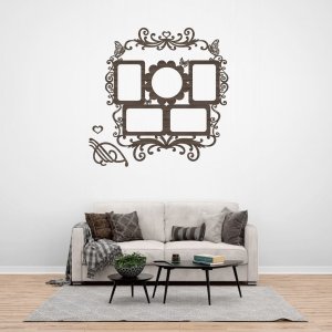 Photo Frame with Floral Swirl Pattern Laser Cut File