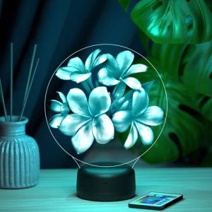 Plumeria Flowers Acrylic LED Lamp Laser Engraving File