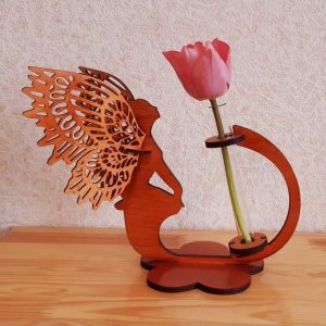 Plywood Angel Wings Flower Tube Stand Laser Cut File