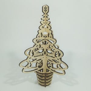 Plywood Four Sided Christmas Tree on Stand 203x149mm Laser Cut File