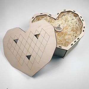 Plywood Heart Gift Box with Lid Laser Cut File