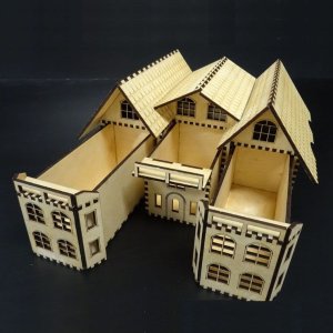 Plywood Tea Bag House with Three Drawers Laser Cut File