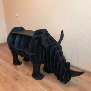Rhino Shaped Bookshelf Laser Cut File