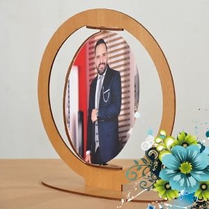 Rotating Photo Frame Laser Cut Double Sided Personalized Desk Gift