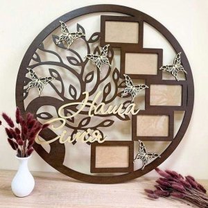 Round Family Photo Frame Collage Laser Cut File