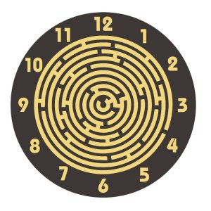 Round Maze Wooden Wall Clock Laser Cut File