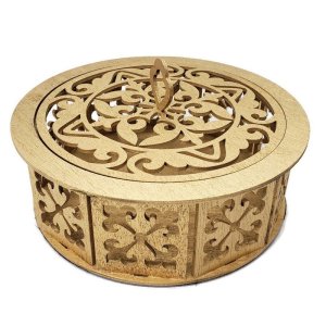 Round Wooden Box on Scroll Saw Pattern for Jewelry Laser Cut File