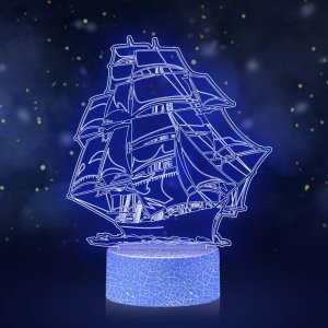 Sailboat 3D LED Night Light Laser Engraving File