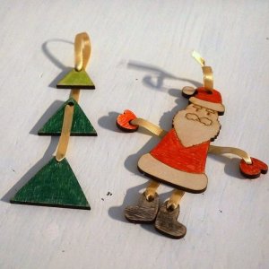 Santa Claus and Christmas Tree Ornament Laser Cut File