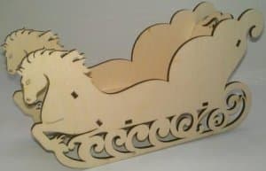 Santa Sleigh with Floral Swirl Stand Laser Cut File