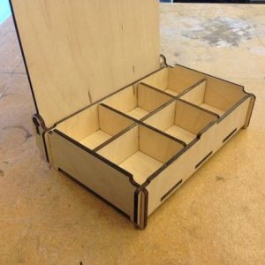 Six Sectional Wooden Box with Hinged Lid Laser Cut File